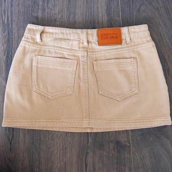Princess Polly Low Rise Denim Micro Mini Skirt in Khaki, Size US 6 - Picture 2 of 5